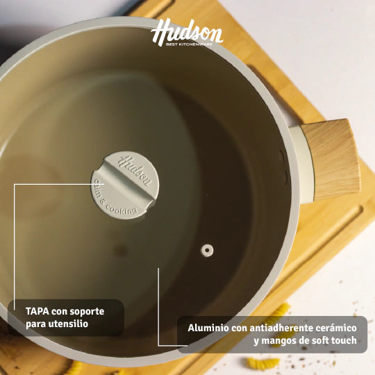 Olla De 28cm Con Antiadherente Cerámico Línea Harmony Inducción