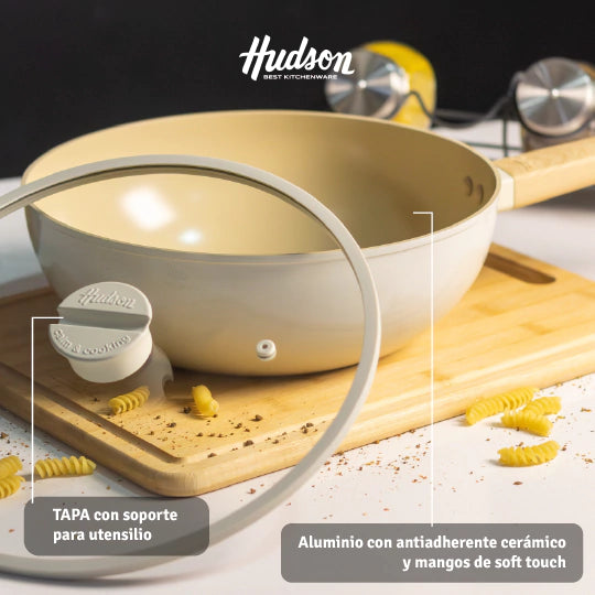 Wok De Aluminio Con Antiadherente Cerámico 28 Cm Línea Harmony