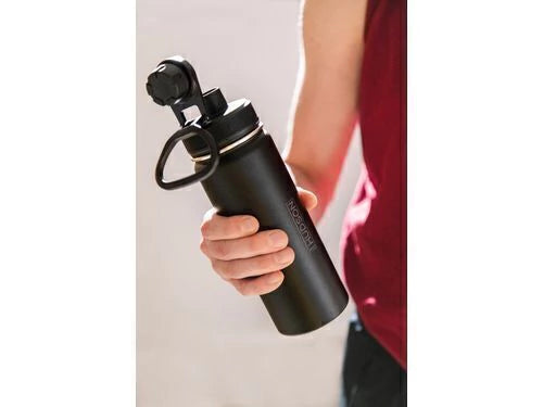 Botella Deportiva Negra 960 ml Aislacion Doble + Base Silicona