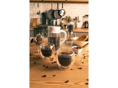 Cafetera Francesa de Vidrio Embolo Blanca 800 ml