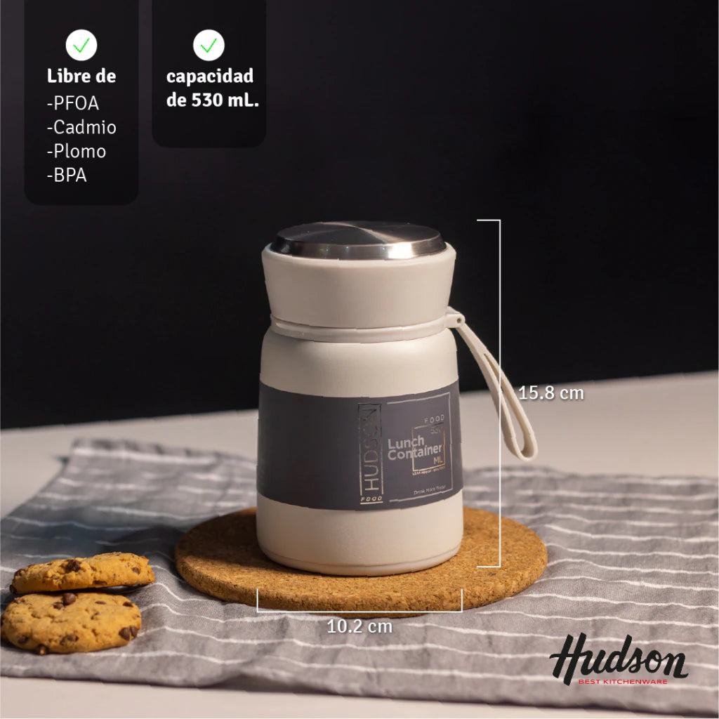 Lunchera Acero Inoxidable c/ Tapon Hermetico + Cuchara