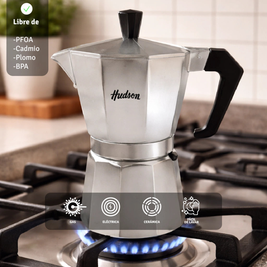 Cafetera Aluminio Pulido Tipo Italiana 9 Tazas