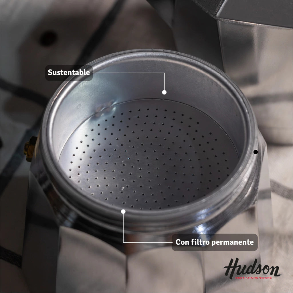 Cafetera Aluminio Pulido Tipo Italiana 9 Tazas