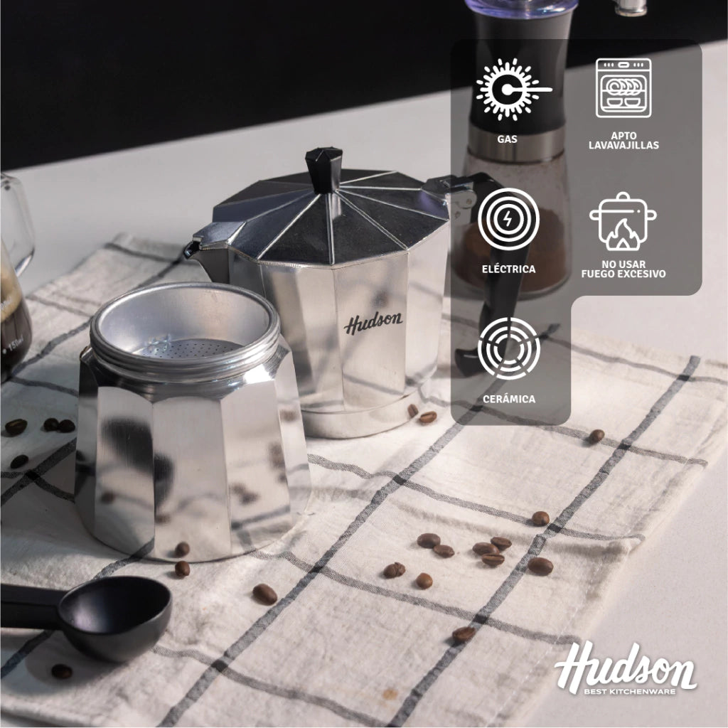 Cafetera Aluminio Pulido Tipo Italiana 9 Tazas