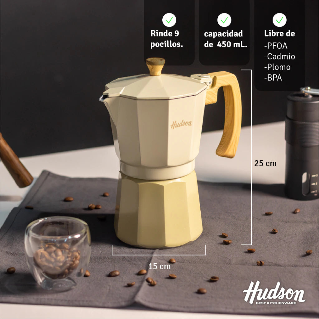 Cafetera Italiana Aluminio 450ml Línea Harmony 9 pocillos