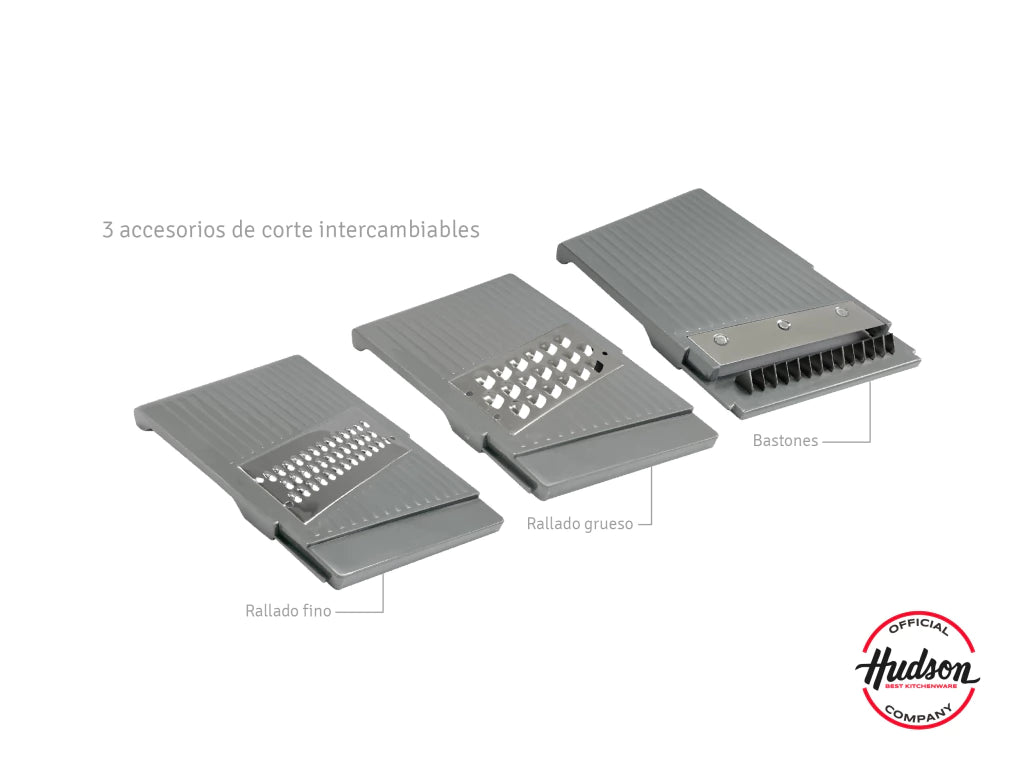 Mandolina 4 en 1 con contenedor plastico y filos de acero inoxidable