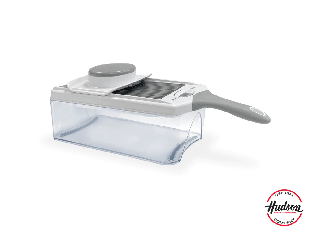 Mandolina 4 en 1 con contenedor plastico y filos de acero inoxidable