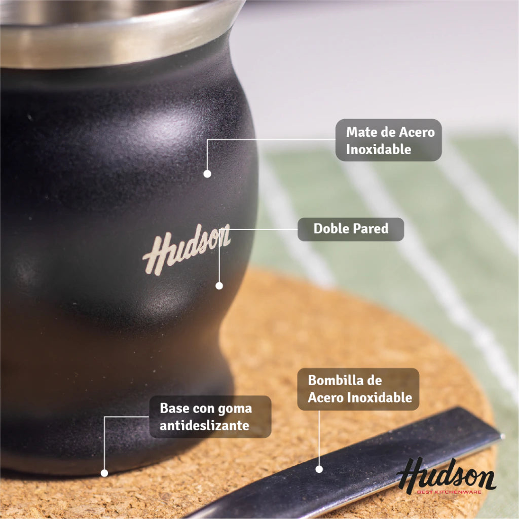 Mate de Acero Inoxidable Copa de 140 ml Negro