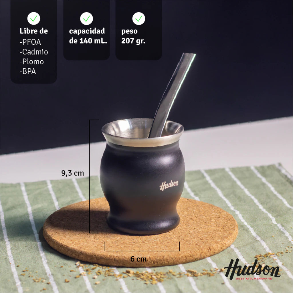 Mate de Acero Inoxidable Copa de 140 ml Negro