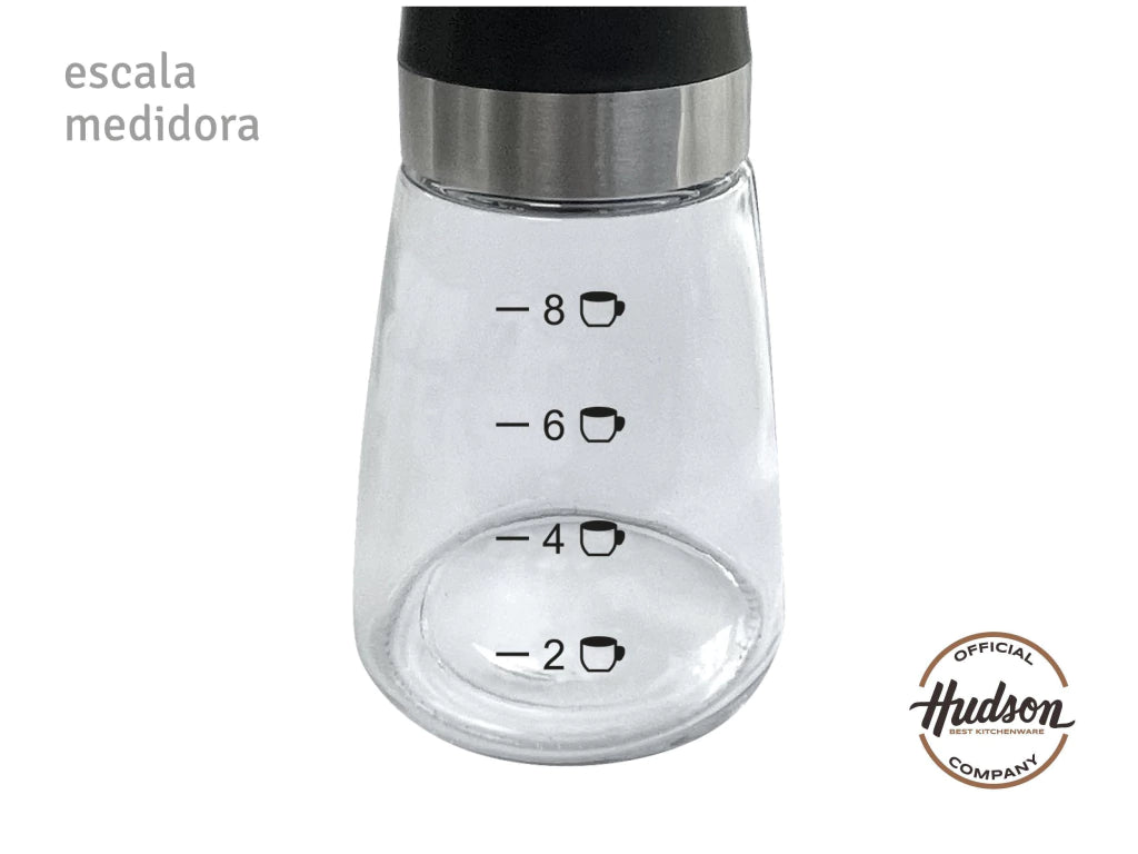 Molinillo de Café Vidrio y Acero Negro