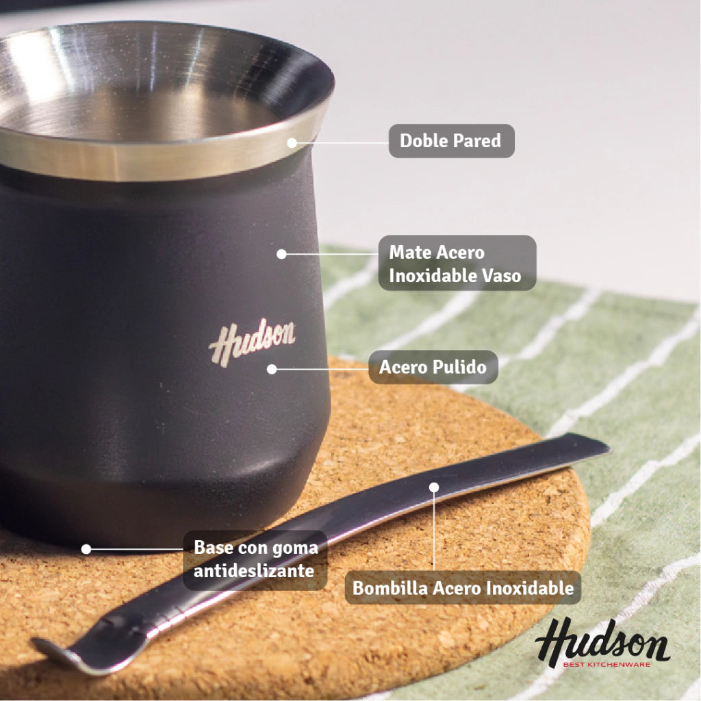 Mate de Acero Inoxidable Vaso de 140 ml Negro