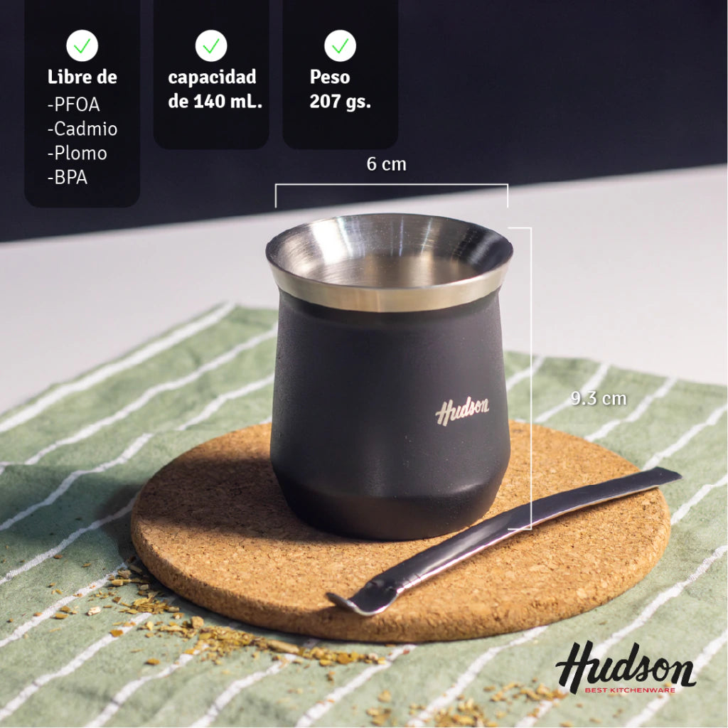 Mate de Acero Inoxidable Vaso de 140 ml Negro