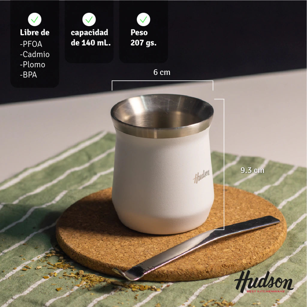 Mate de Acero Inoxidable Blanco Vaso Matero