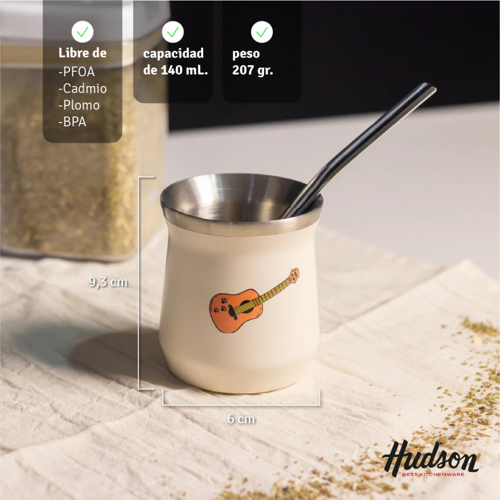 Mate Logo Guitarra Línea Friends 140 ml Acero Inoxidable + Bombilla