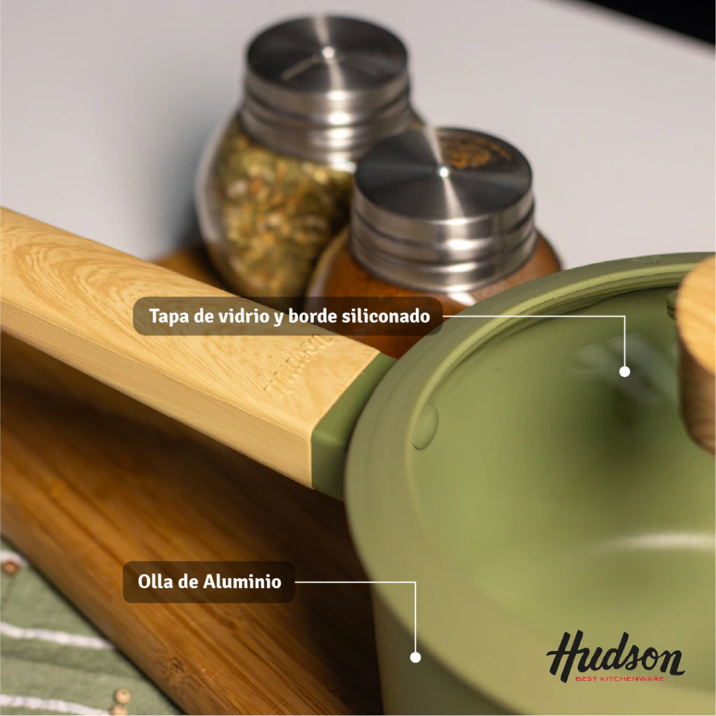 Olla de Aluminio Con 18cm Antiadherente Línea Olive 1.9 L