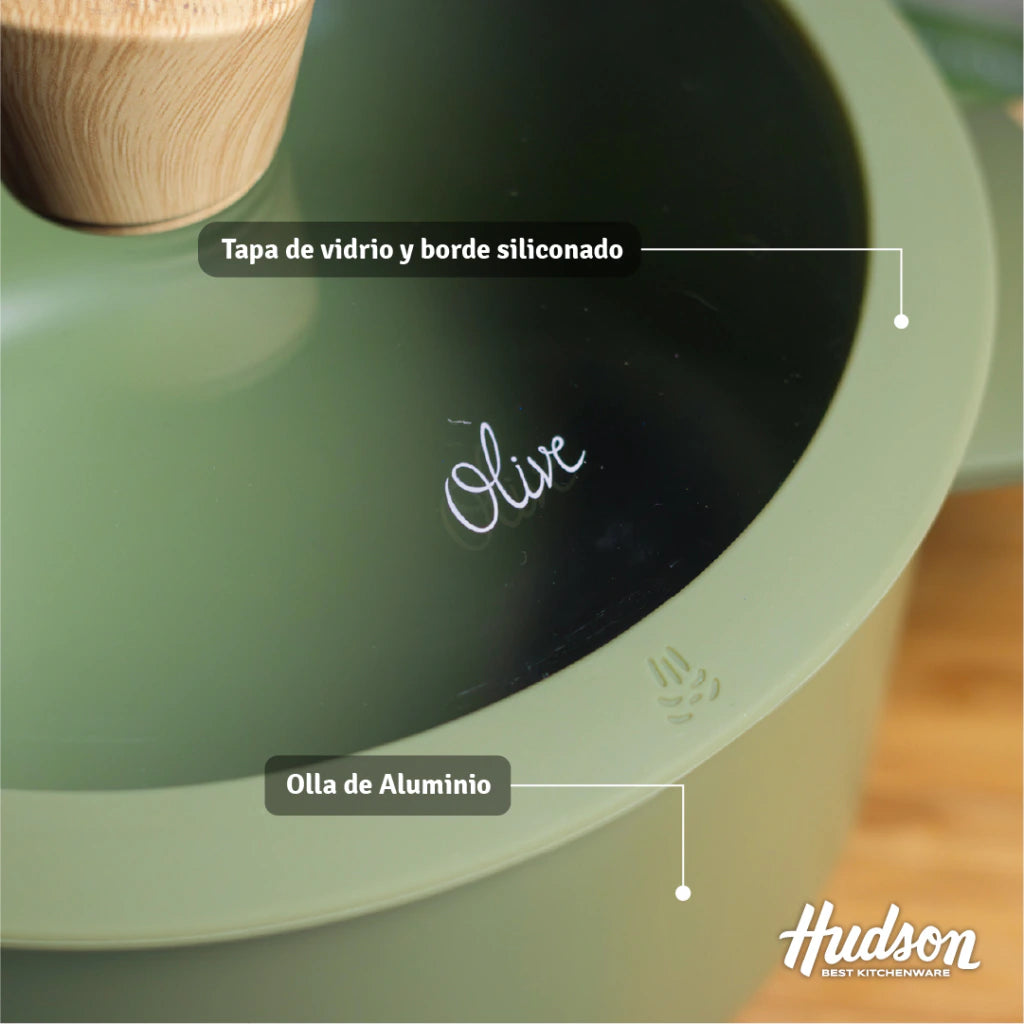 Olla de Aluminio de 20cm con Antiadherente Línea Olive 2.4 L
