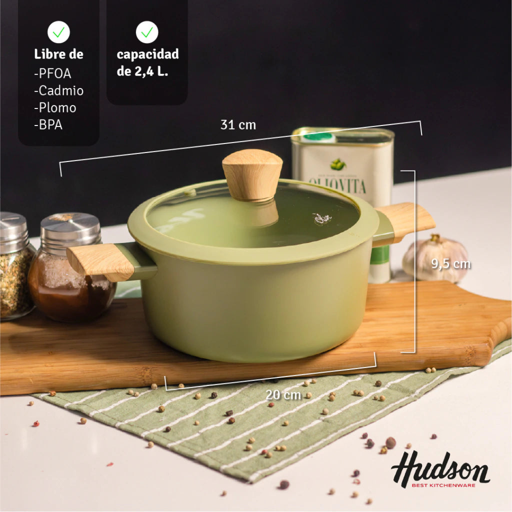 Olla de Aluminio de 20cm con Antiadherente Línea Olive 2.4 L