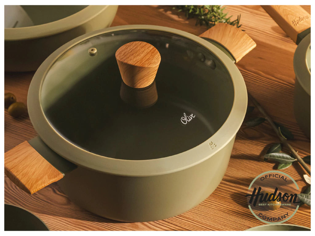 Olla de Aluminio de 24 Cm con Antiadherente Línea Olive 4.2 L