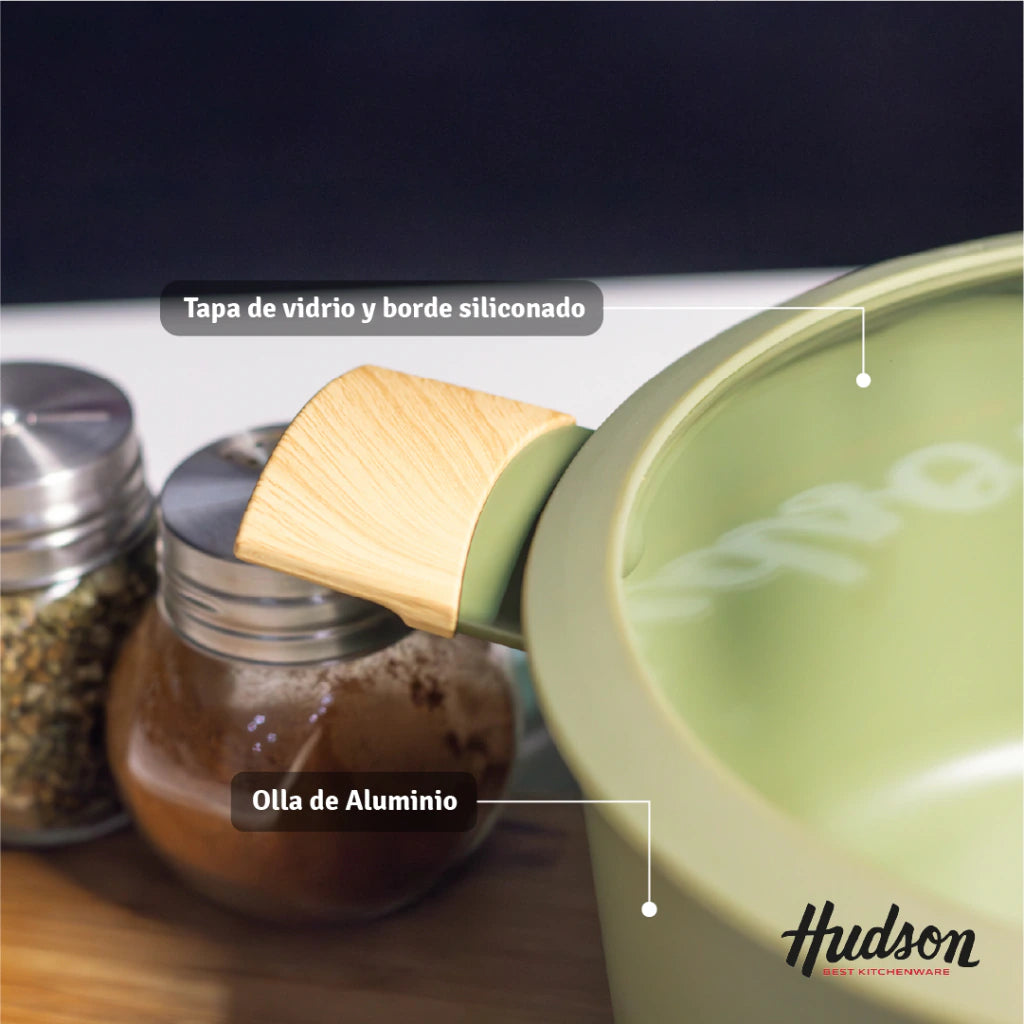 Olla de Aluminio de 24 Cm con Antiadherente Línea Olive 4.2 L