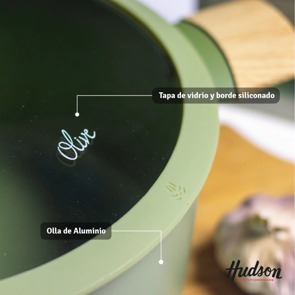 Olla de Aluminio de 26 Cm Con Antiadherente Línea Olive 5.5 L