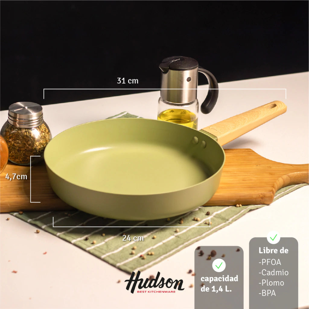 Sartén de Aluminio de 24 Cm Con Antiadherente Línea Olive 1.4 L