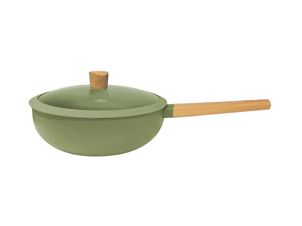 Wok Aluminio de 28 Cm Con Antiadherente Línea Olive 4.6 L