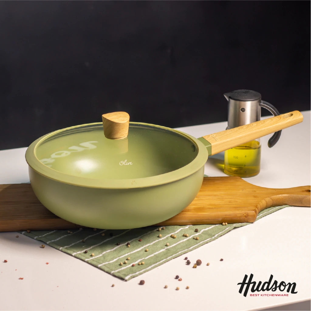 Wok Aluminio de 28 Cm Con Antiadherente Línea Olive 4.6 L