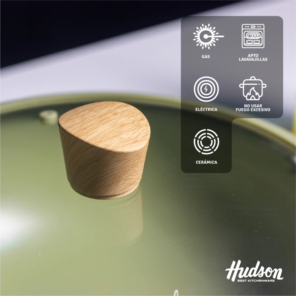 Wok Aluminio de 28 Cm Con Antiadherente Línea Olive 4.6 L