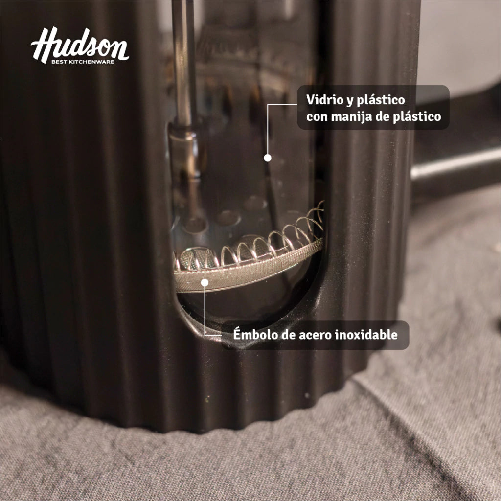 Cafetera Francesa De 600 Ml Vidrio Y Plástico Negro
