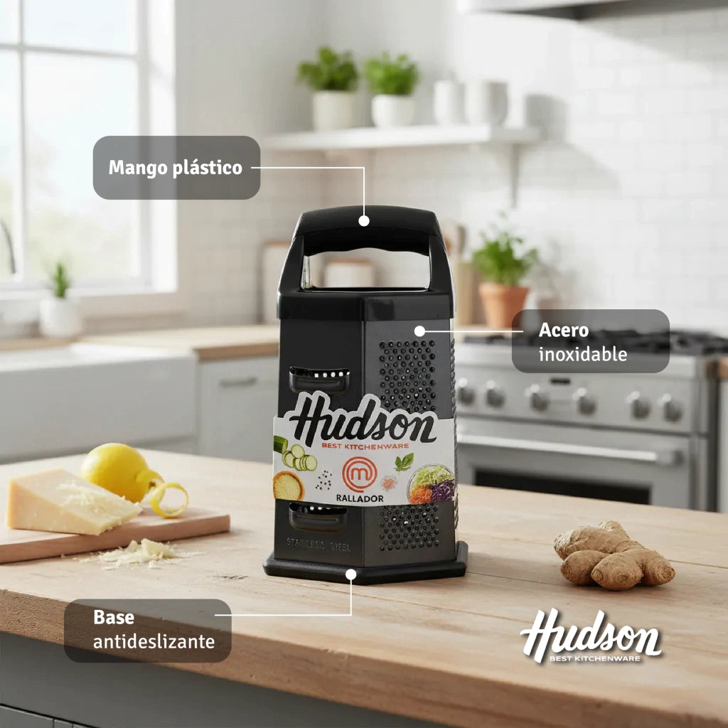 Rallador De Acero Inoxidable Hexagonal 6 Caras Hudson Negro