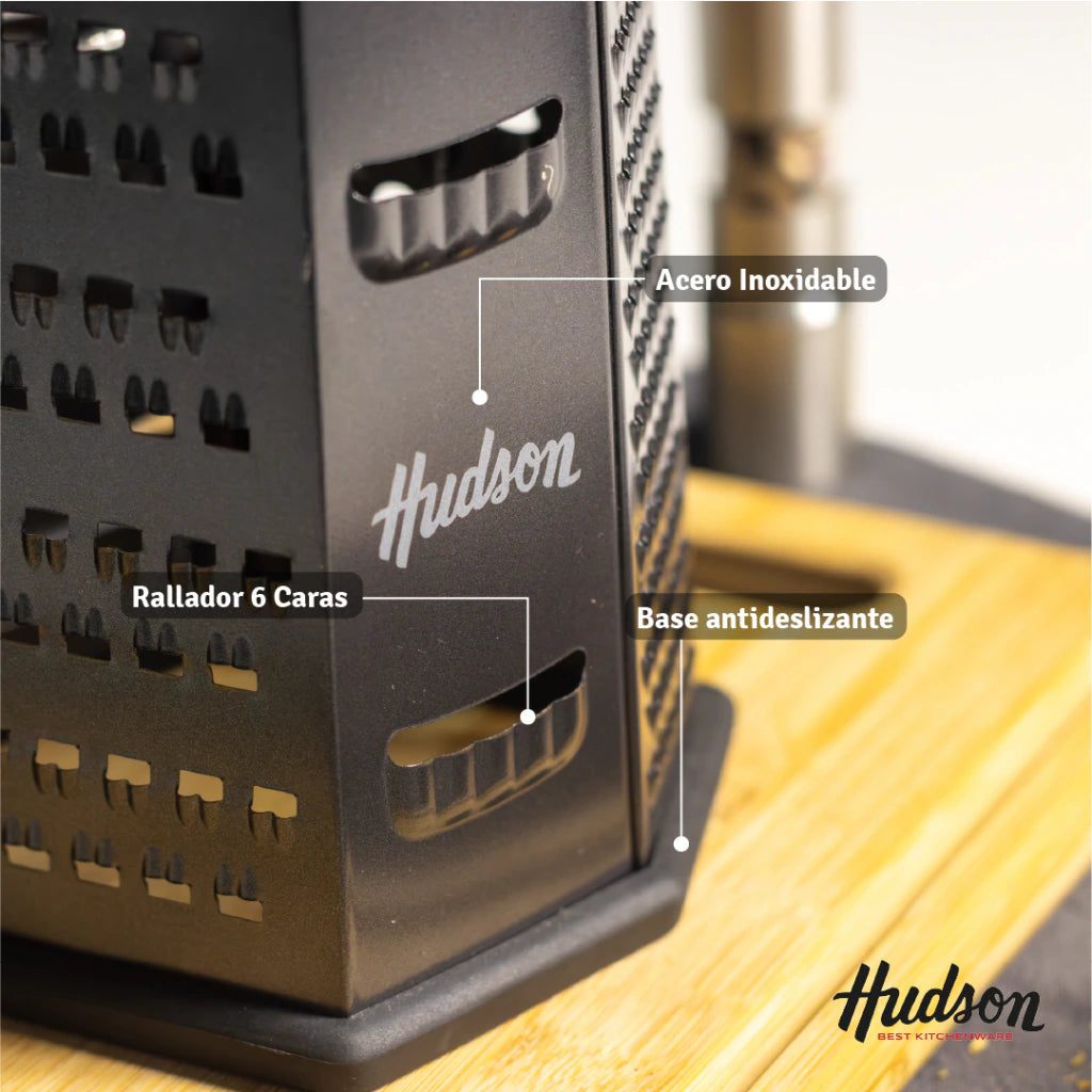 Rallador De Acero Inoxidable Hexagonal 6 Caras Hudson Negro