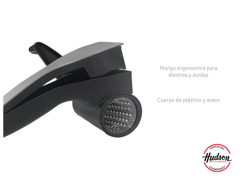 Rallador Giratorio de Acero Inoxidable con Cuerpo de Plástico y Mango Ergonómico