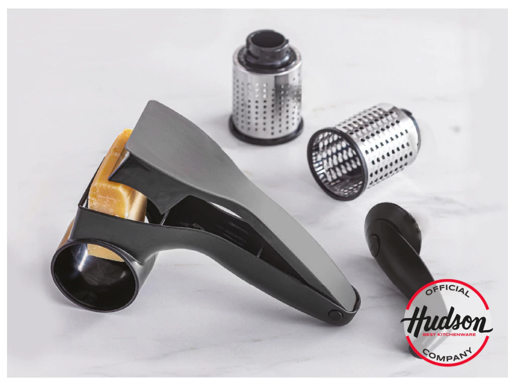 Rallador Giratorio de Acero Inoxidable con Cuerpo de Plástico y Mango Ergonómico