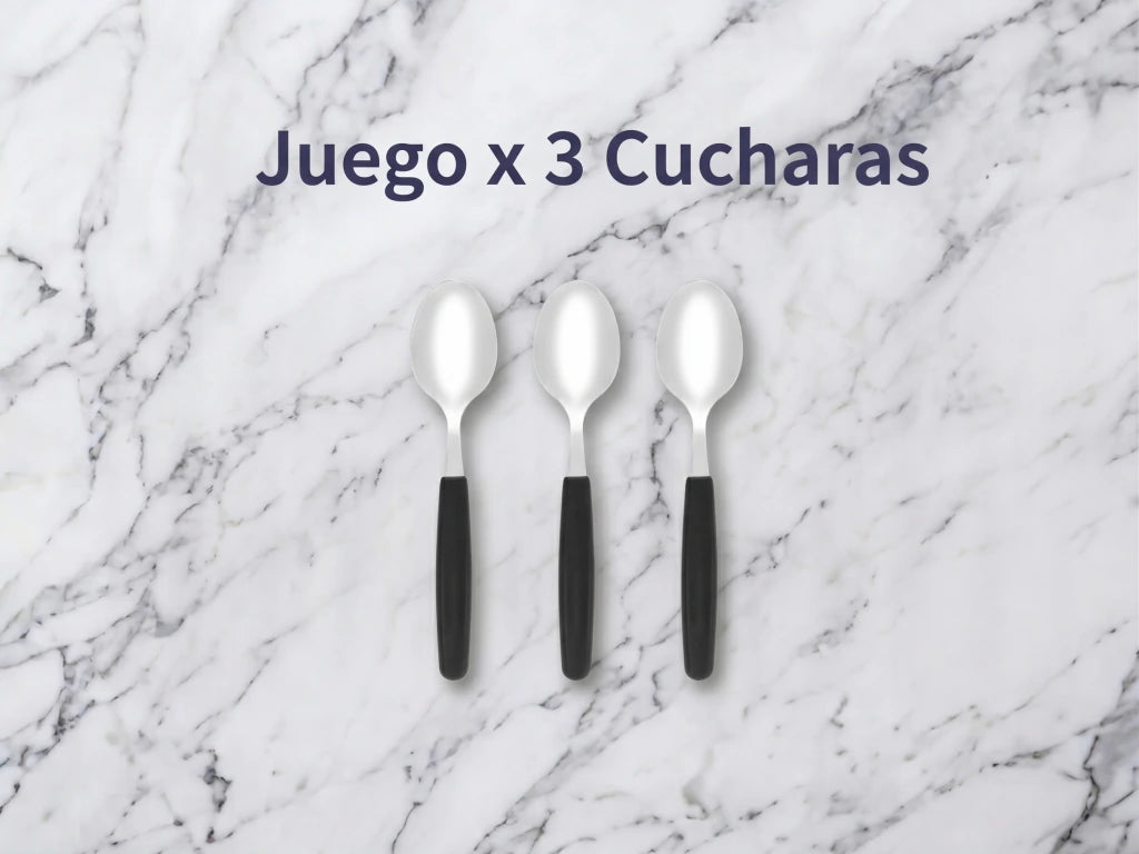 Pack x3 Cucharas Basic de Acero Inoxidable + Mango Negro de Plástico