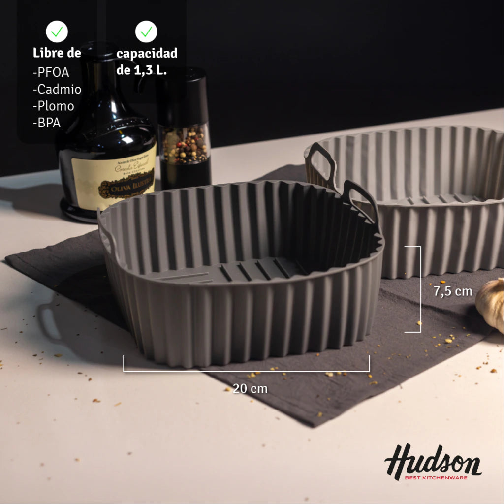 Moldes X2 de Silicona Para Airfryer 22x6 cm Gris