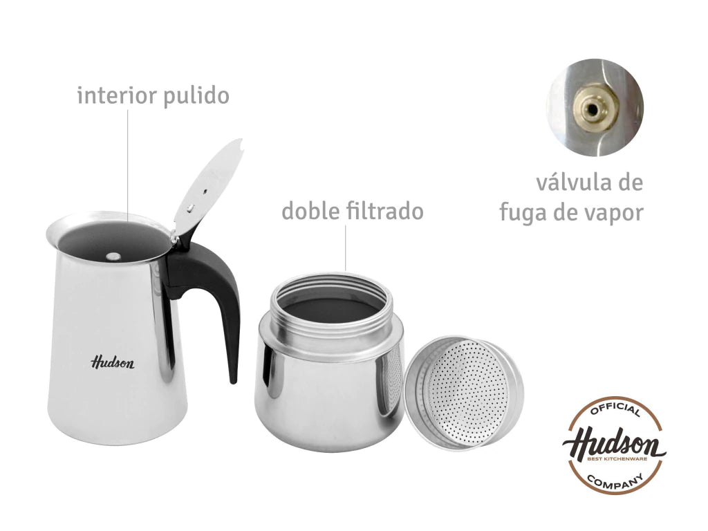 Cafetera Italiana de 650 ml Acero Inoxidable Pulido