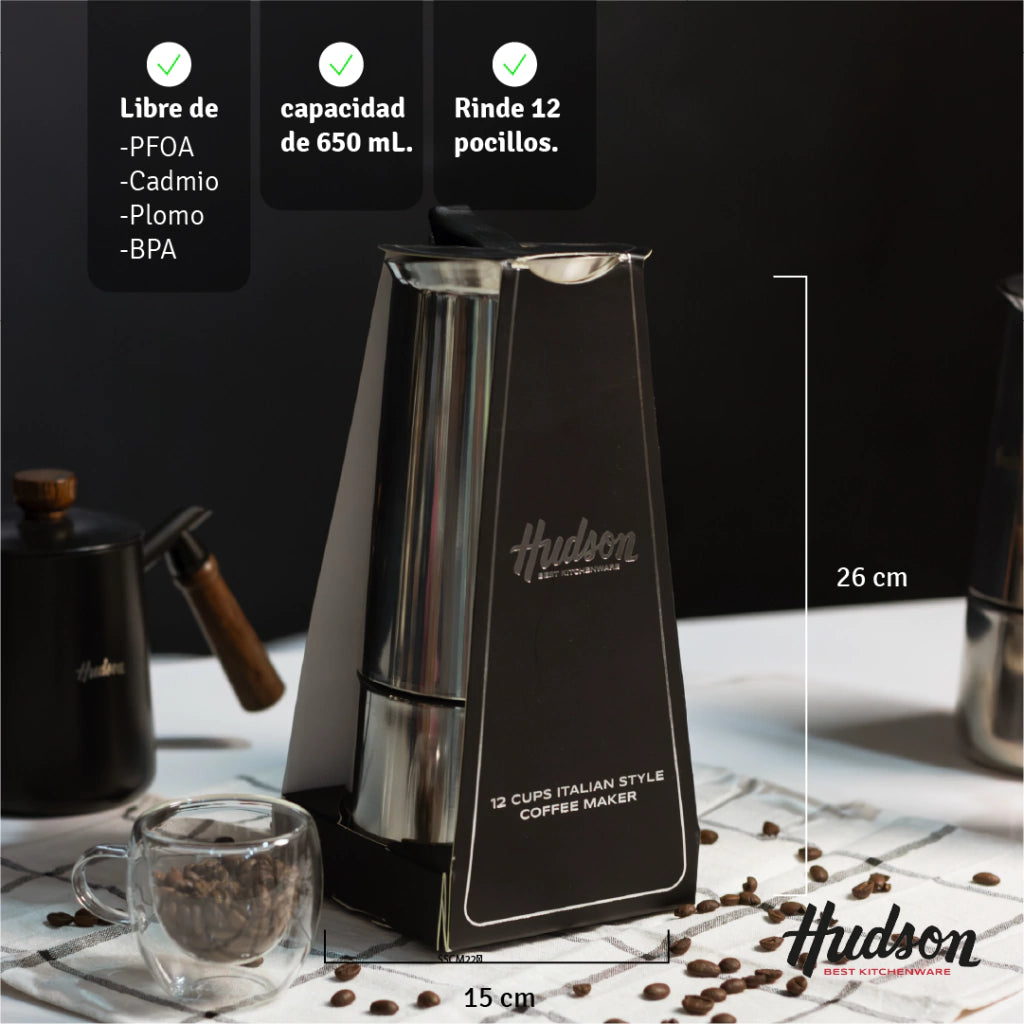 Cafetera Italiana de 650 ml Acero Inoxidable Pulido