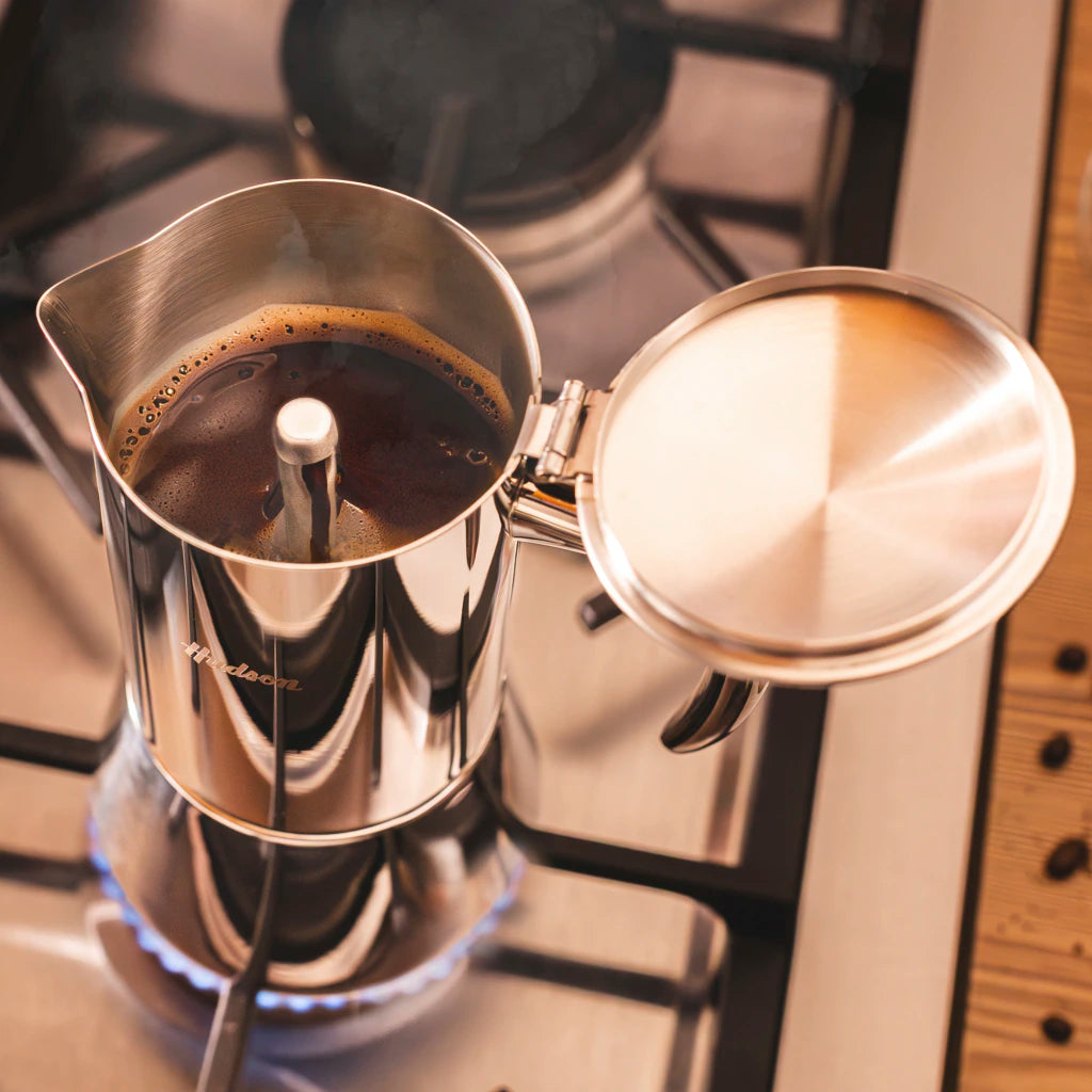 Cafetera de Acero Inoxidable Italiana 6 pocillos Pulido Espejo