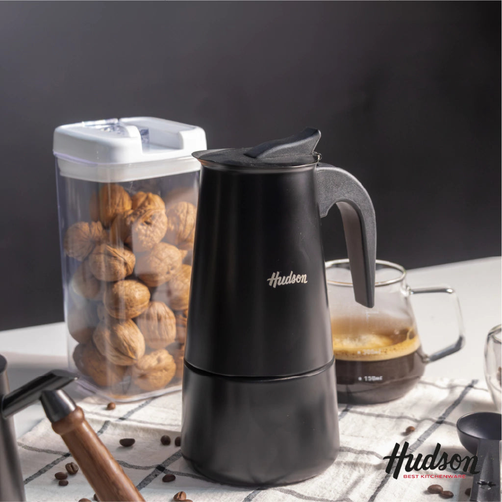 Cafetera Esmaltada Negra de Acero Inoxidable p/ 6 pocillos