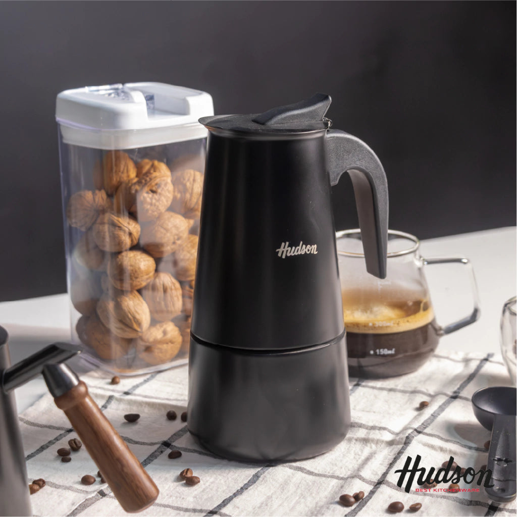 Cafetera Esmaltada Negra de Acero Inoxidable p/ 9 pocillos