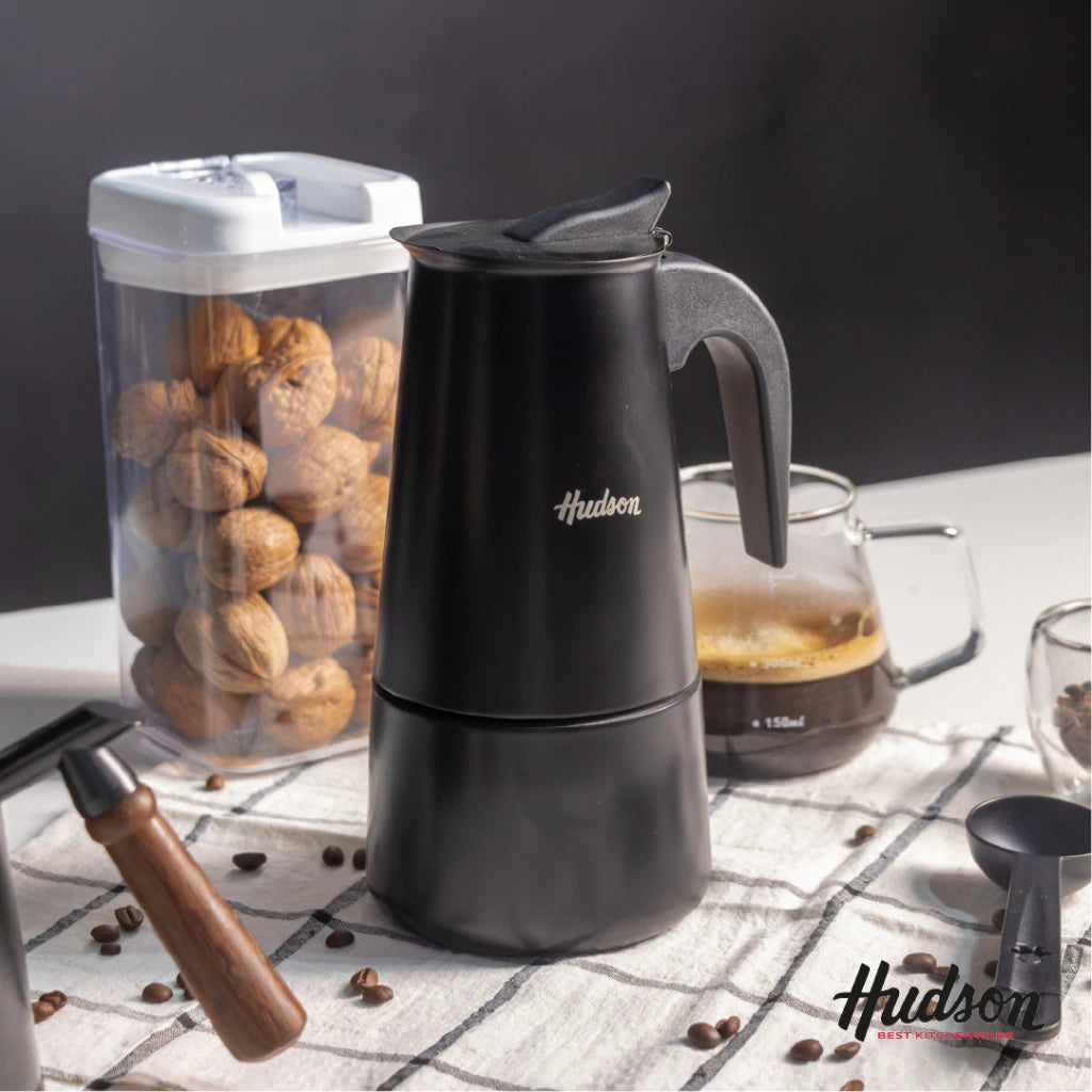 Cafetera Esmaltada Negra de Acero Inoxidable p/ 12 pocillos