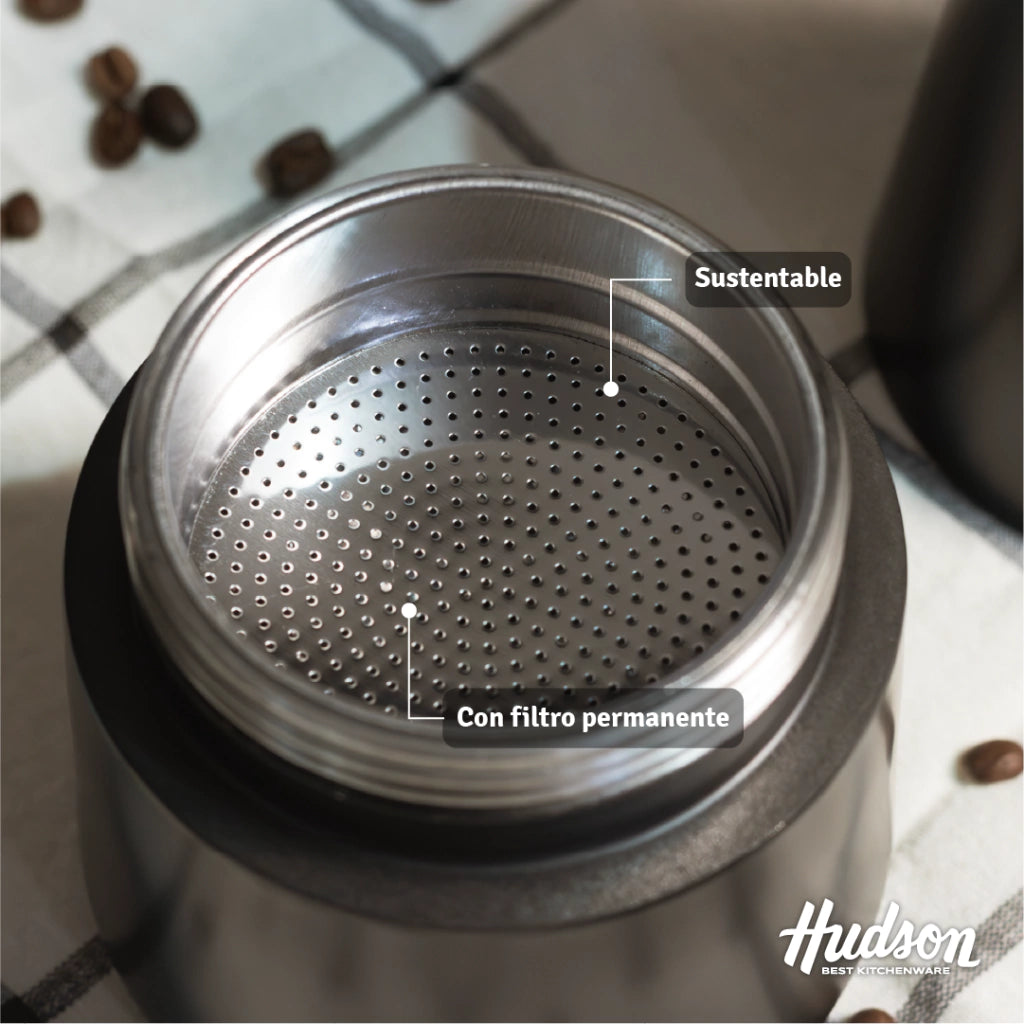 Cafetera Esmaltada Negra de Acero Inoxidable p/ 12 pocillos