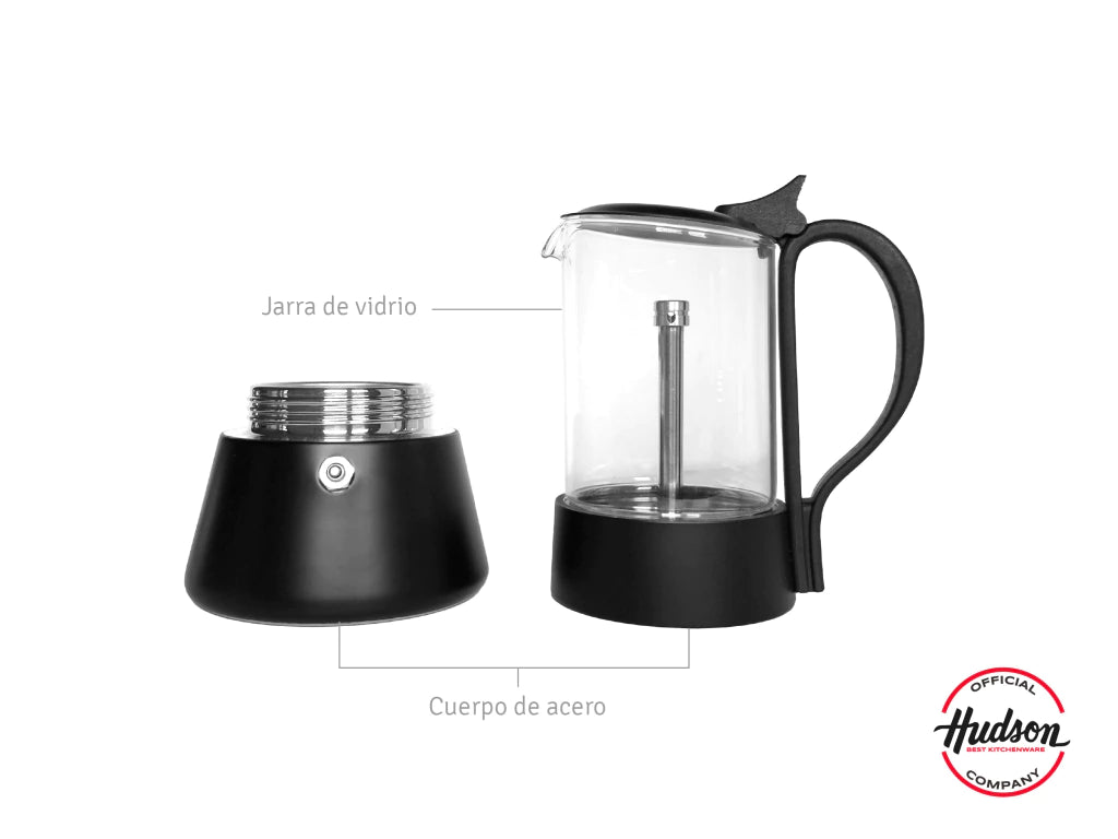 Cafetera Italiana Acero Inoxidable Y Vidrio Inducción p/ 6 pocillos