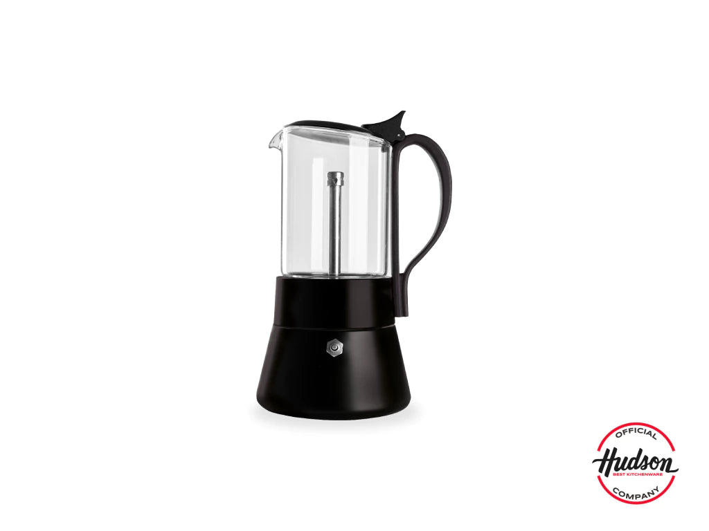 Cafetera Italiana Acero Inoxidable Y Vidrio Inducción p/ 6 pocillos