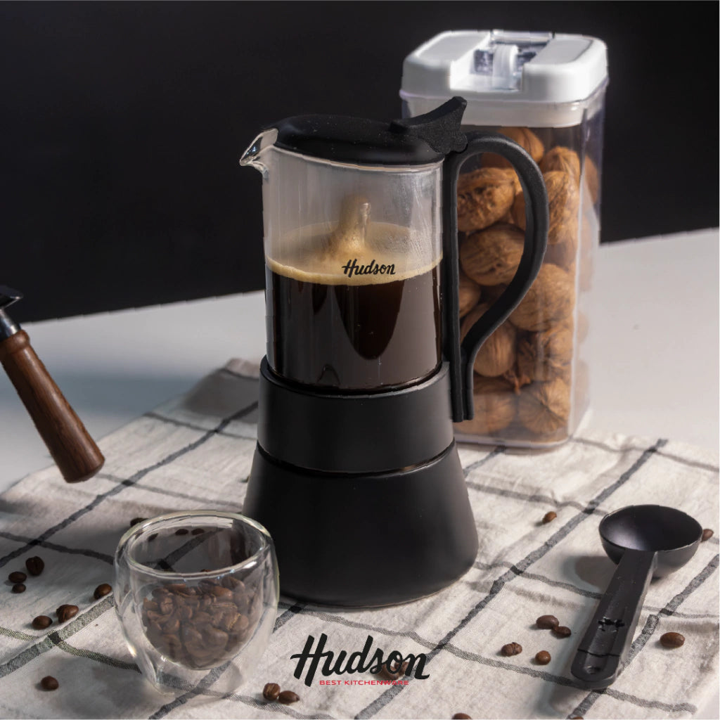 Cafetera Italiana Acero Inoxidable Y Vidrio Inducción p/ 6 pocillos