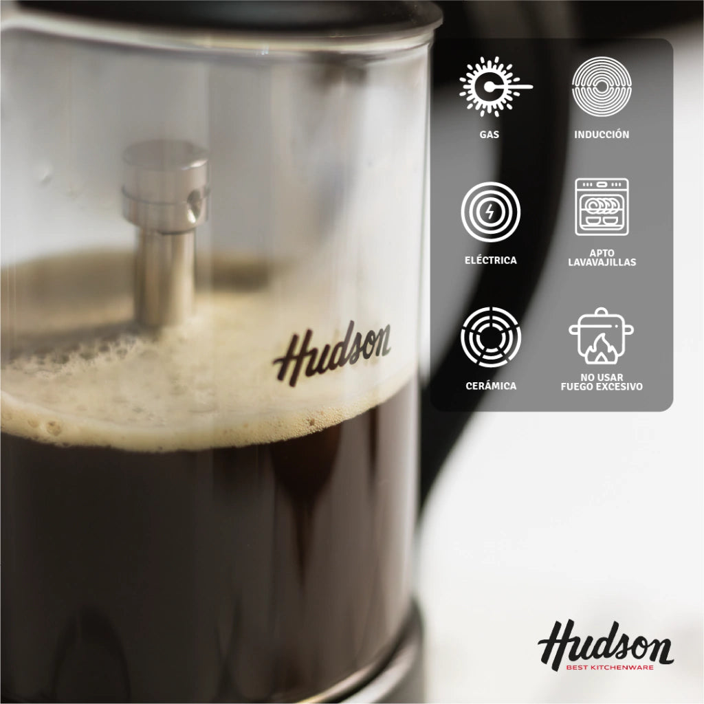 Cafetera Italiana Acero Inoxidable Y Vidrio Inducción p/ 6 pocillos