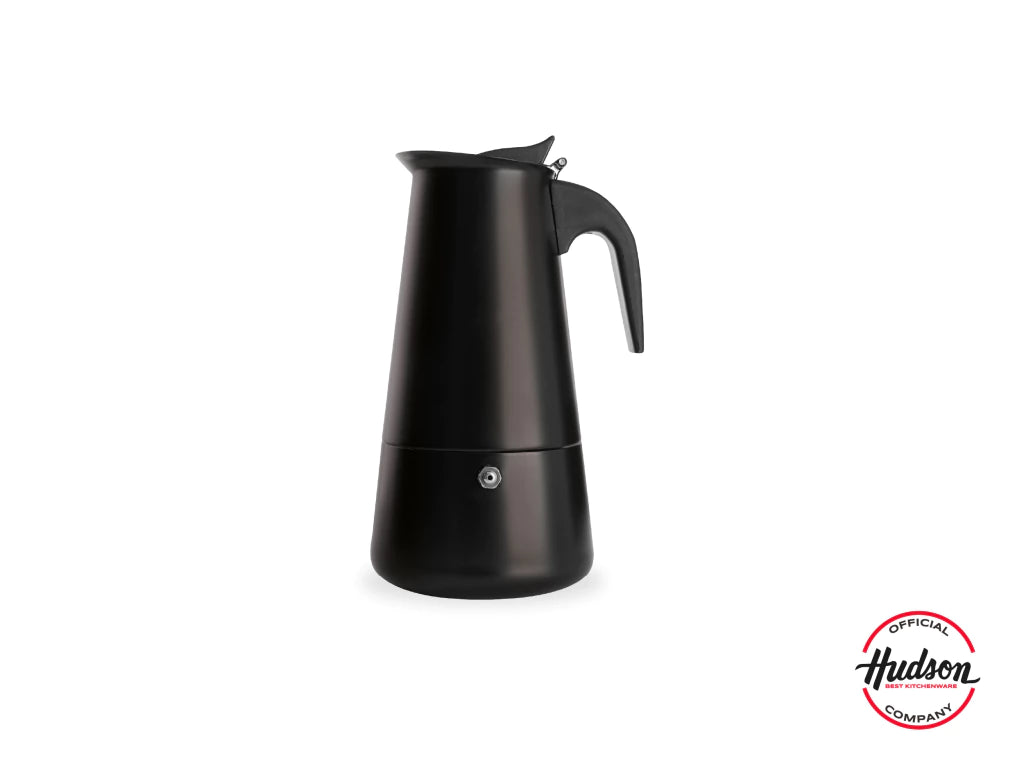 Cafetera Esmaltada Negra de Acero Inoxidable p/ 6 pocillos