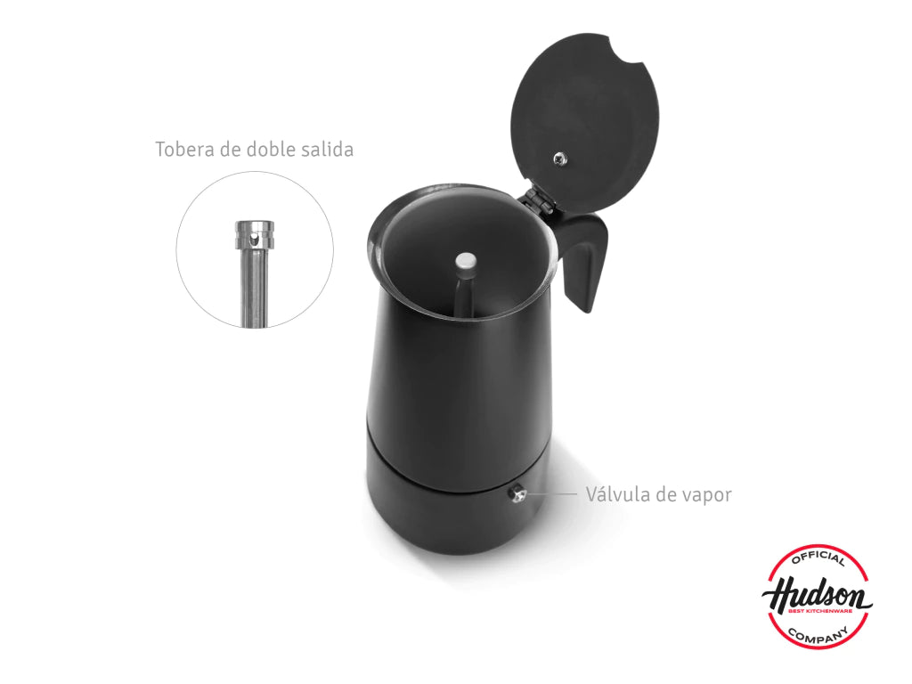 Cafetera Esmaltada Negra de Acero Inoxidable p/ 12 pocillos