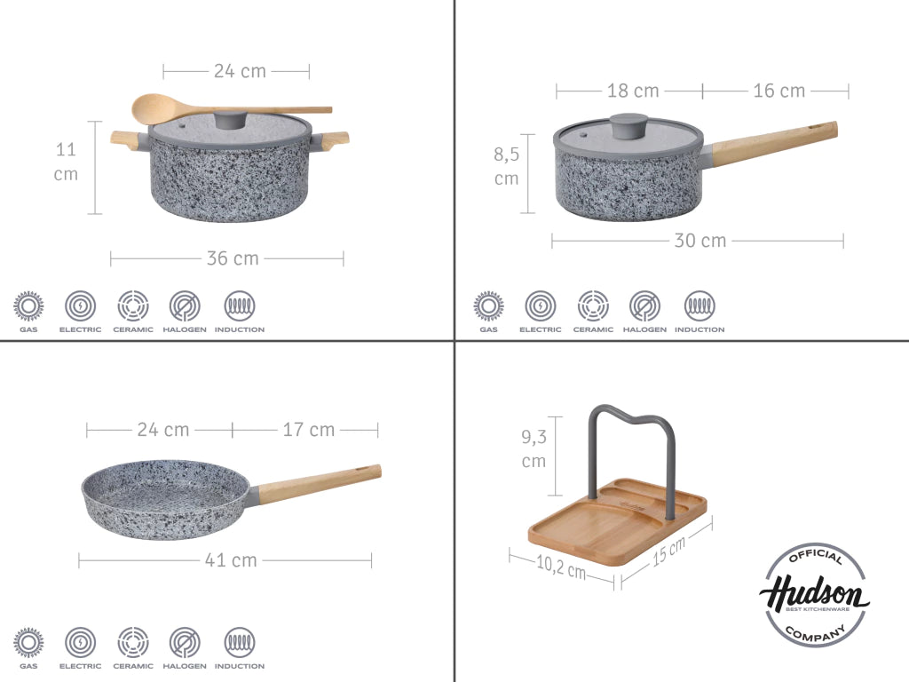 Nueva Batería STONE de Aluminio Forjado c/ Antiadherente + 2 Potmat + Cocinerito