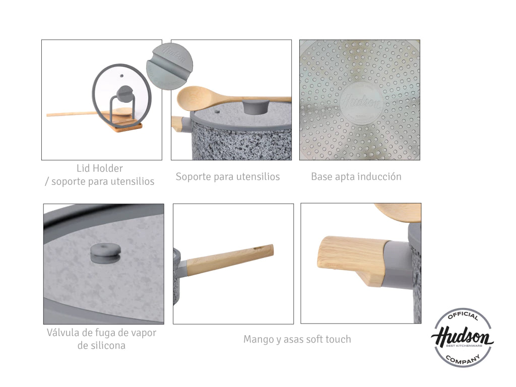 Nueva Batería STONE de Aluminio Forjado c/ Antiadherente + 2 Potmat + Cocinerito